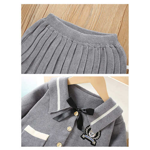 Grey Crest 2 pcs, Skirt and Top Winterwear for Girls.