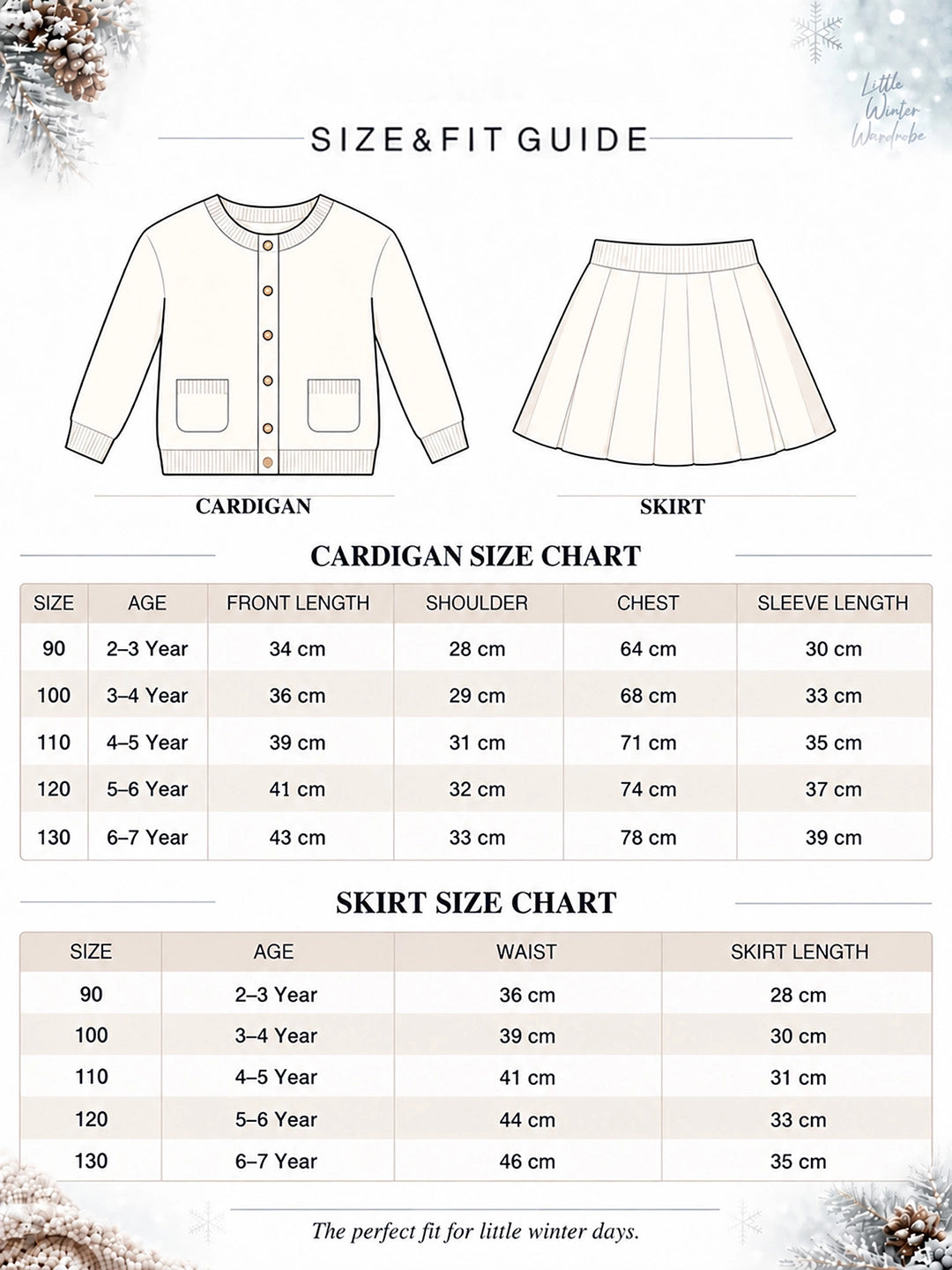 Ivory Horse Cardigan & Maroon Checked Skirt, Winterwear, 2 Pcs Set for Girls