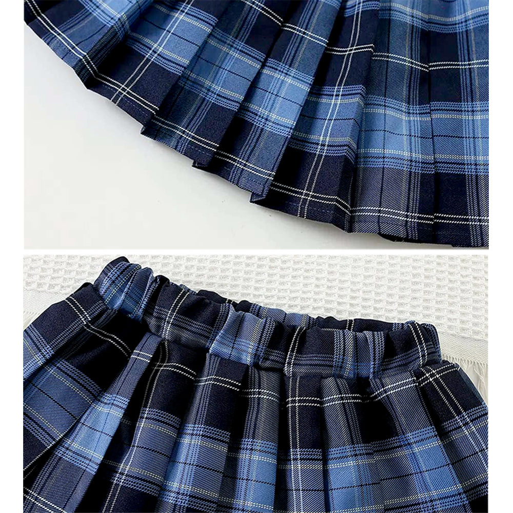 Navy Bunny Cardigan & Checked Skirt, Winterwear 2Pcs set for Girls