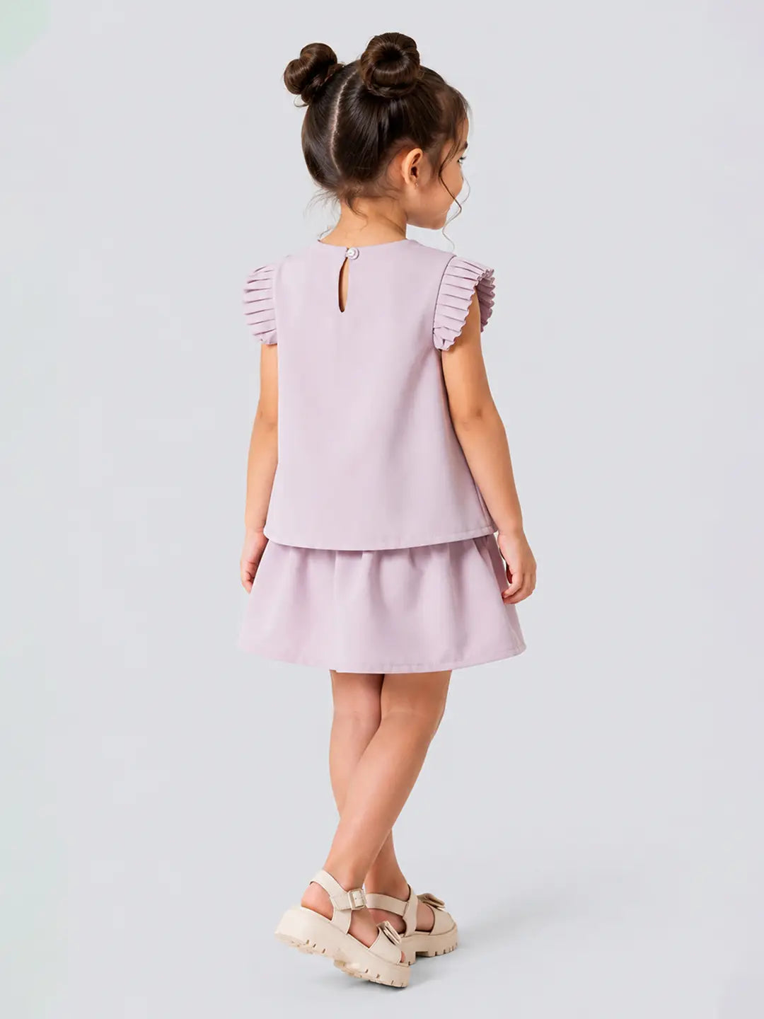 Peach 3D Floral Top & Skirt Partywear 2 Pcs Set for Girls