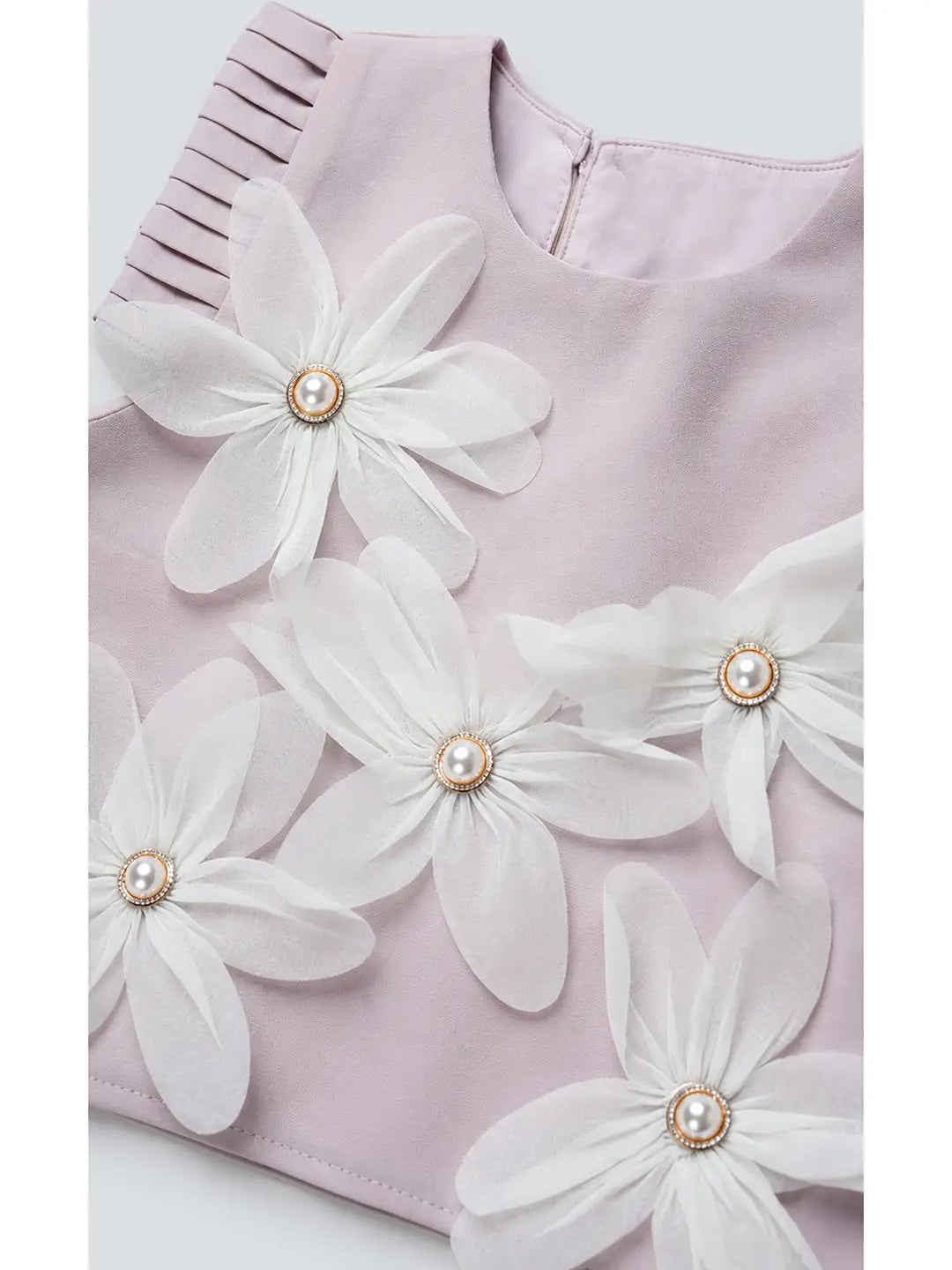 Peach 3D Floral Top & Skirt Partywear 2 Pcs Set for Girls