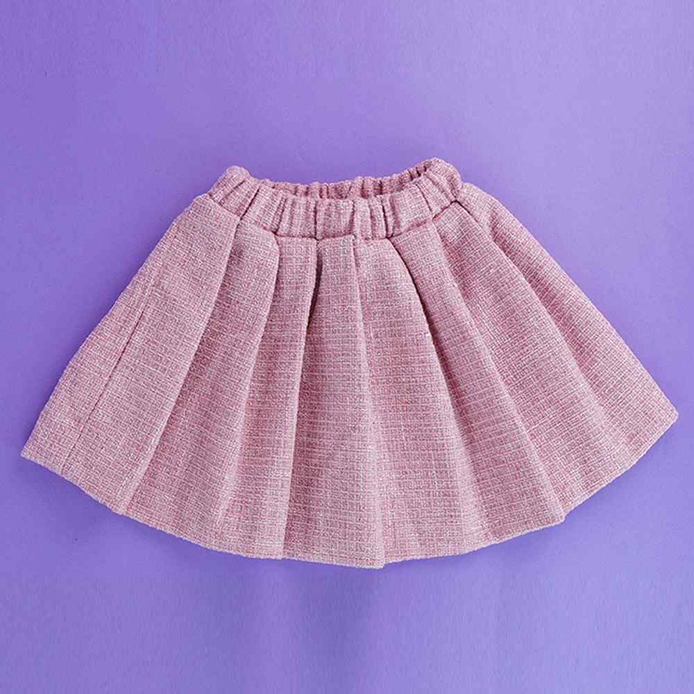 Pink Dual Bow Tweed style 2 pcs, Skirt and Top Winterwear set for Girls.