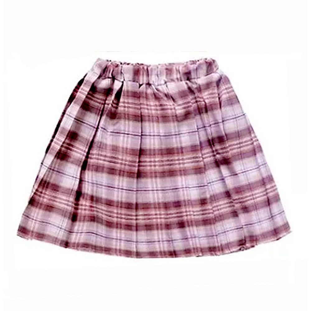 Pink Lil Bow cardigan & Checked Skirt, Winterwear, 2Pcs set for Girls