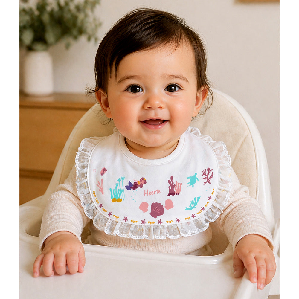 3PCS Set, Polka Rabbit Print Premium Adjustable Button Closure & Wide Shoulder Size Bibs