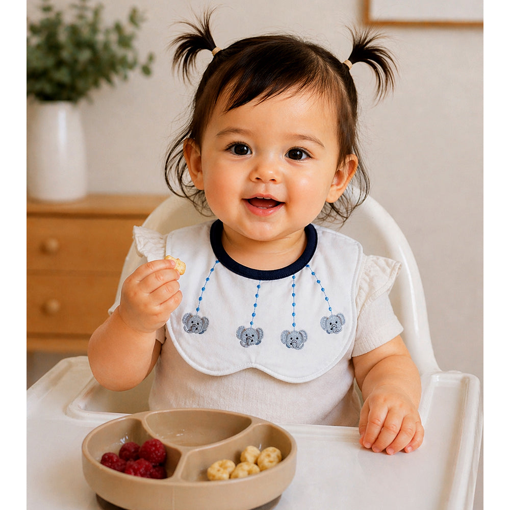 3PCS Set, Zoo Print Premium Adjustable Button Closure & Wide Shoulder Size Bibs