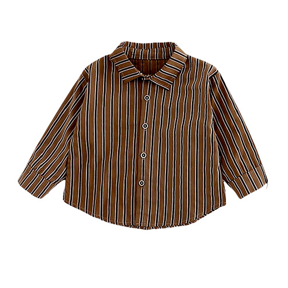 3 Pcs,Brown Happy Ted Vest,Brown Stripes Shirt,Pants set for Kids
