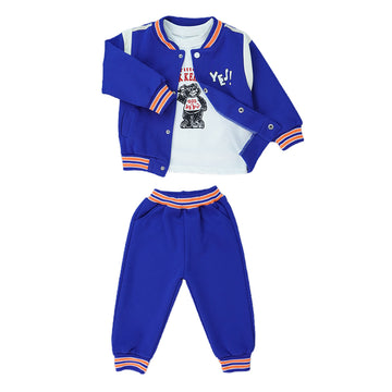 3pcs Blue & Orange Varsity Jacket with matching Tracks for toddler and Kids