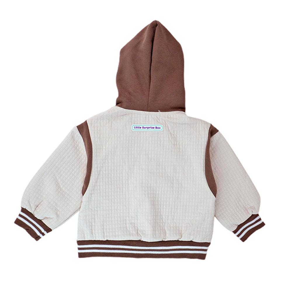 Brown Dino Broach Designed Jacket 3 Pcs Track Suit Set For Toddlers And Kids