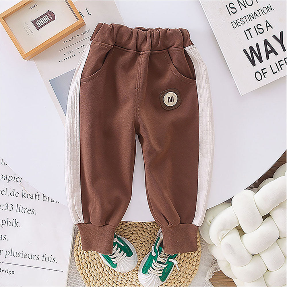 Brown Dino Broach Designed Jacket 3 Pcs Track Suit Set For Toddlers And Kids