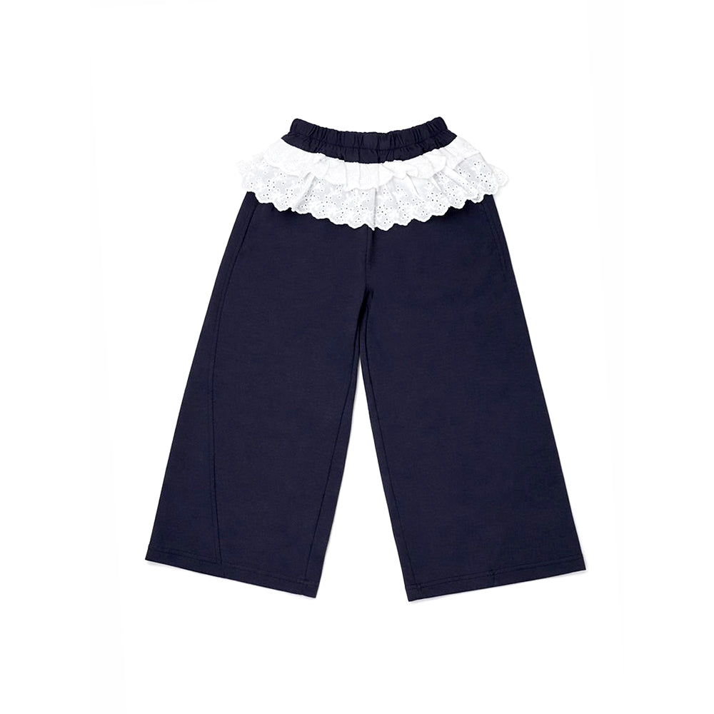 3 Pcs Set,Crochet Cardigan Vest,Maroon Shirt & Navy Frill Pants partywear for Girls