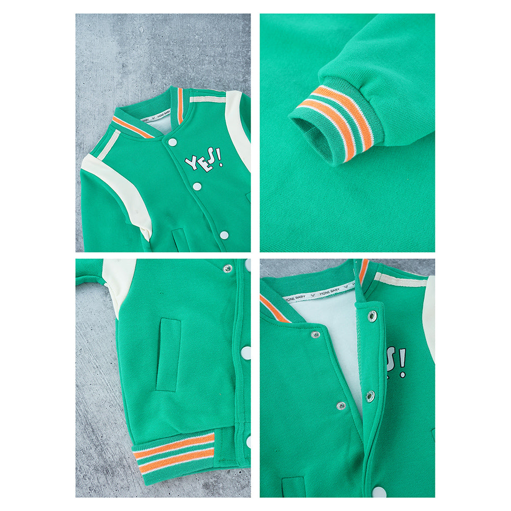 3pcs Green & Orange Varsity Jacket with matching Tracks for toddler and Kids