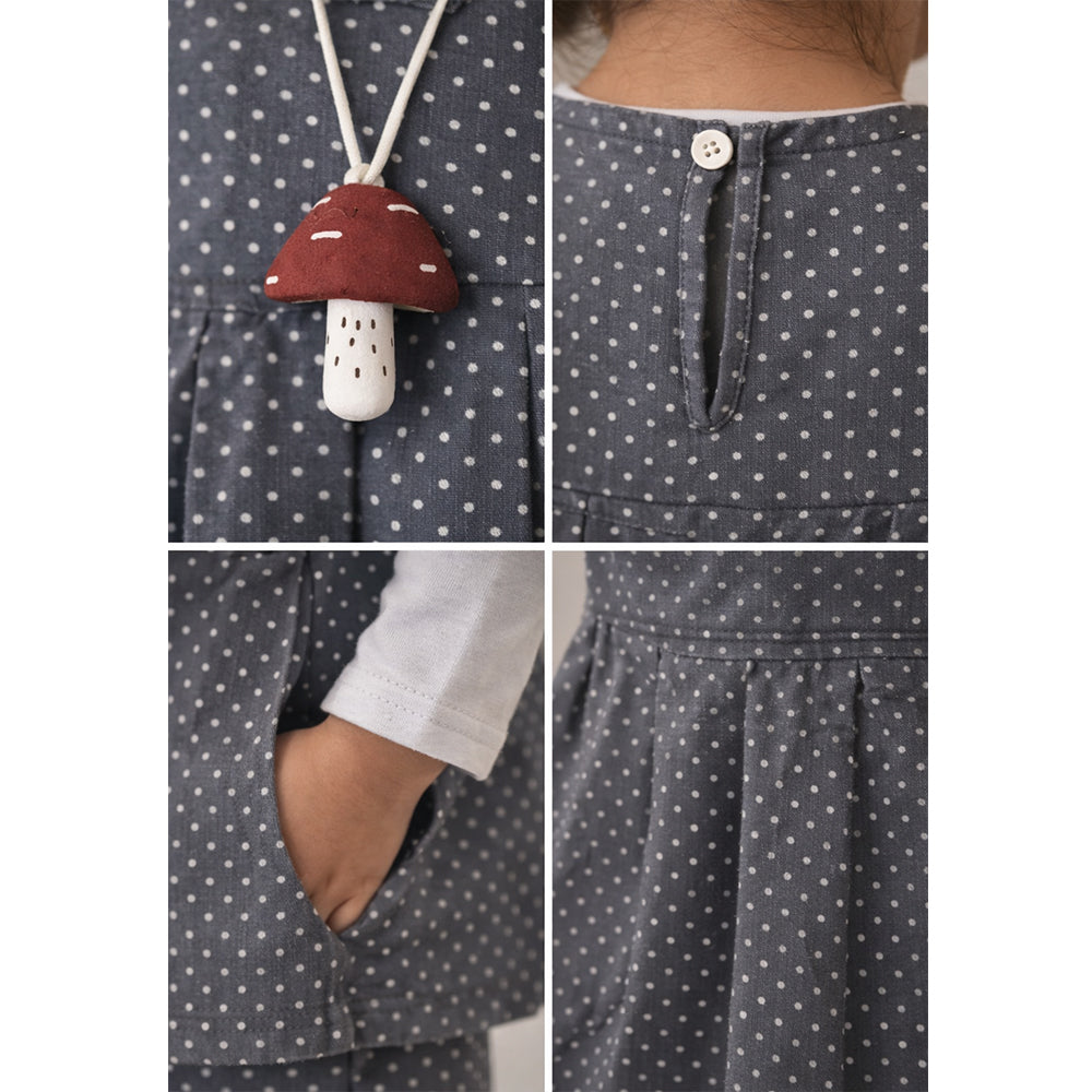 3 Pcs Set,Grey Polka Flared Top,Grey T-shirt & Wide Leg Pants partwear for Girls