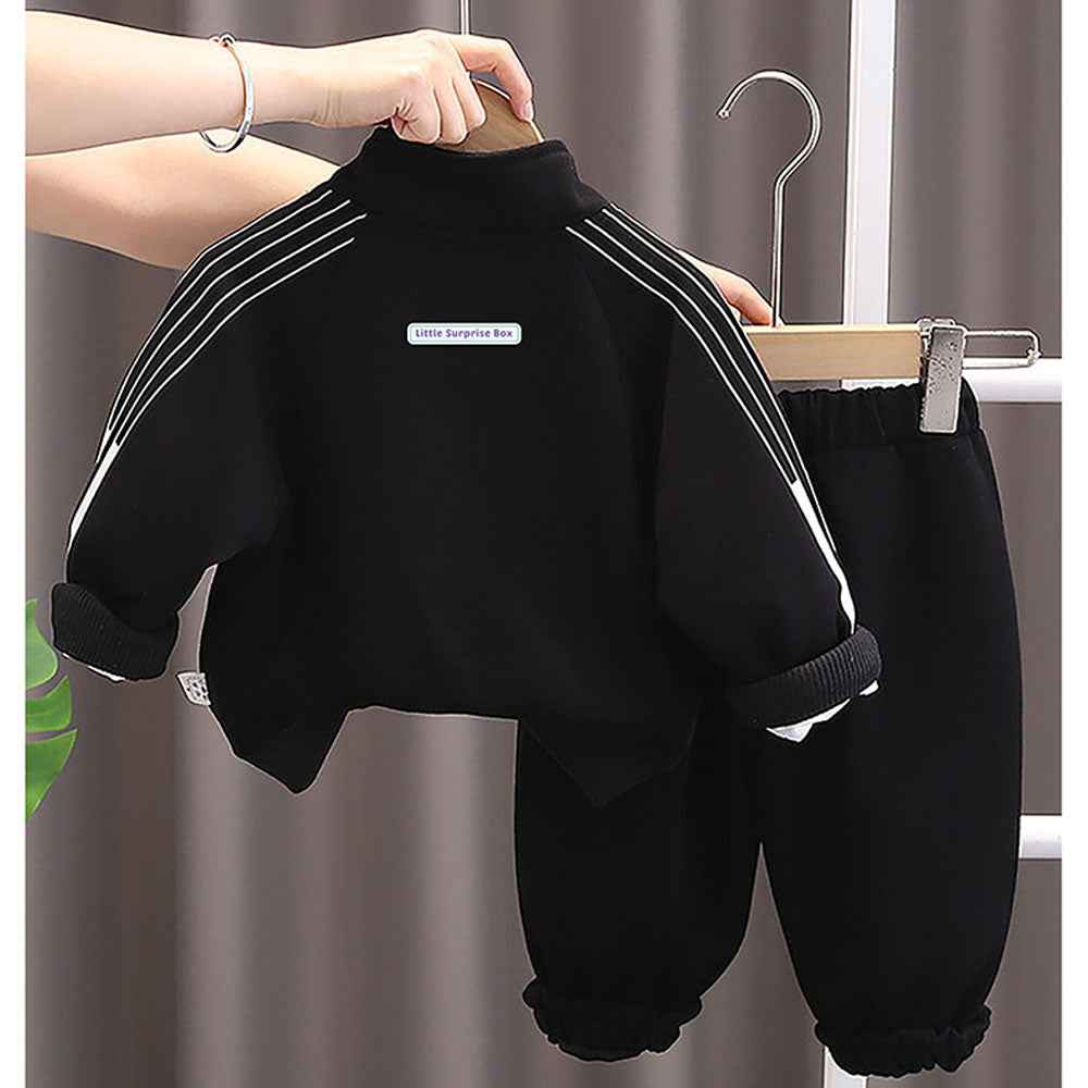 Black Letter B Monogram 3 Pcs Track Suit Set For Toddlers And Kids