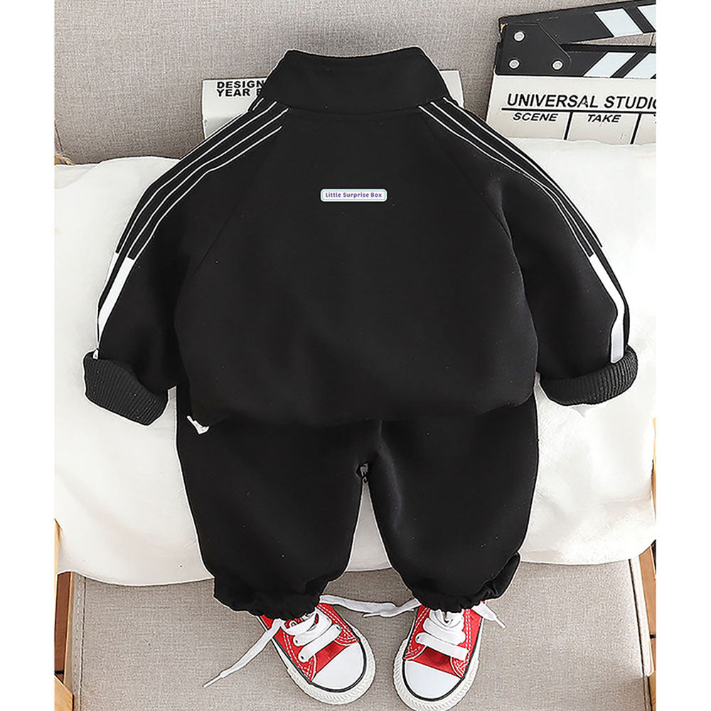 Black Letter B Monogram 3 Pcs Track Suit Set For Toddlers And Kids