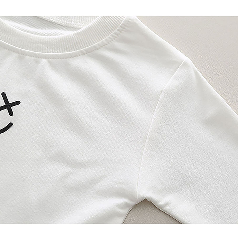 Cream & Black Letter B Monogram 3 Pcs Track Suit Set For Toddlers And Kids