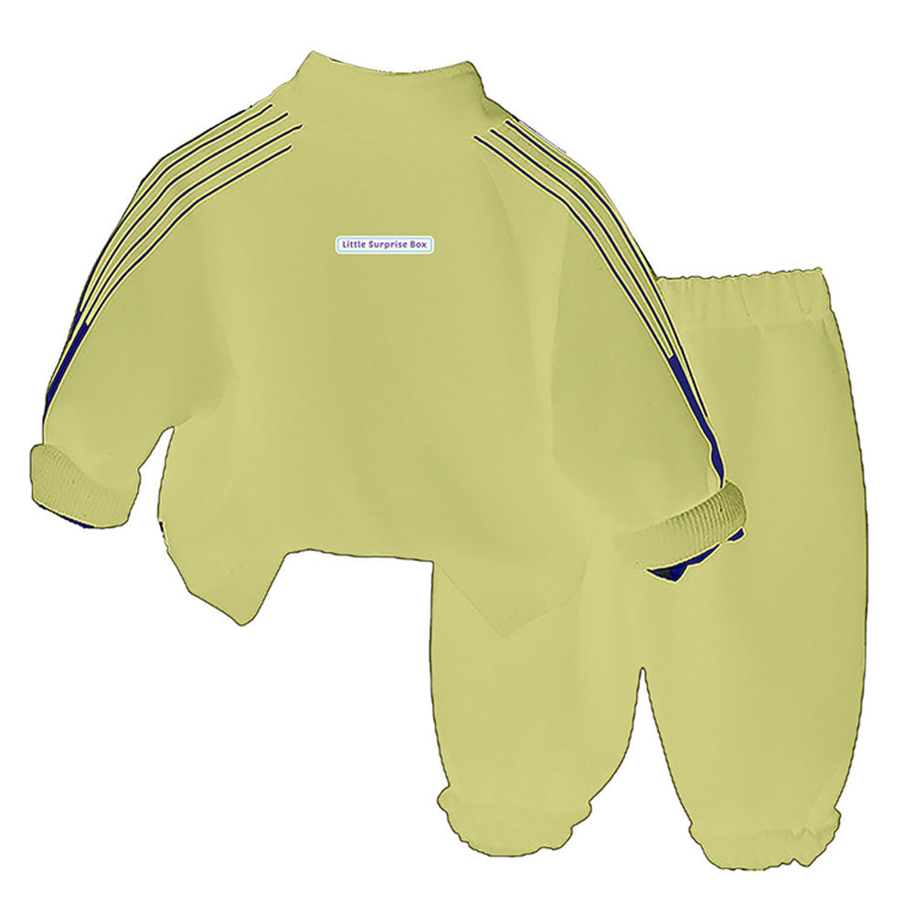 Light Green Letter B Monogram 3 Pcs Track Suit Set For Toddlers And Kids