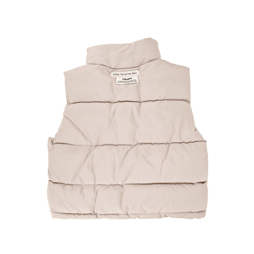 Light Brown Puffer Jacket And Matching Track Suit 3 Pcs Winterwear Set For Toddlers And Kids