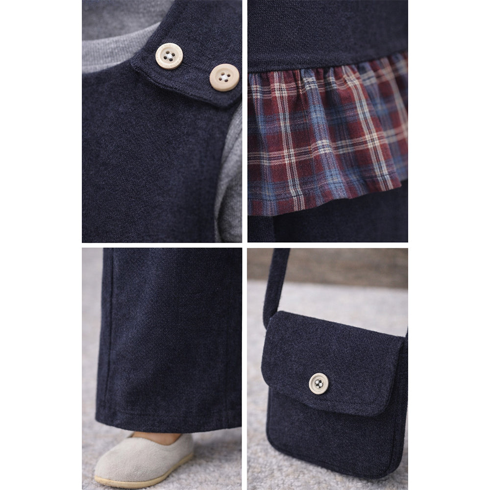 3 Pcs Set,Navy Sleevless Top, T-shirt &Wide Leg Pants with sling Bag