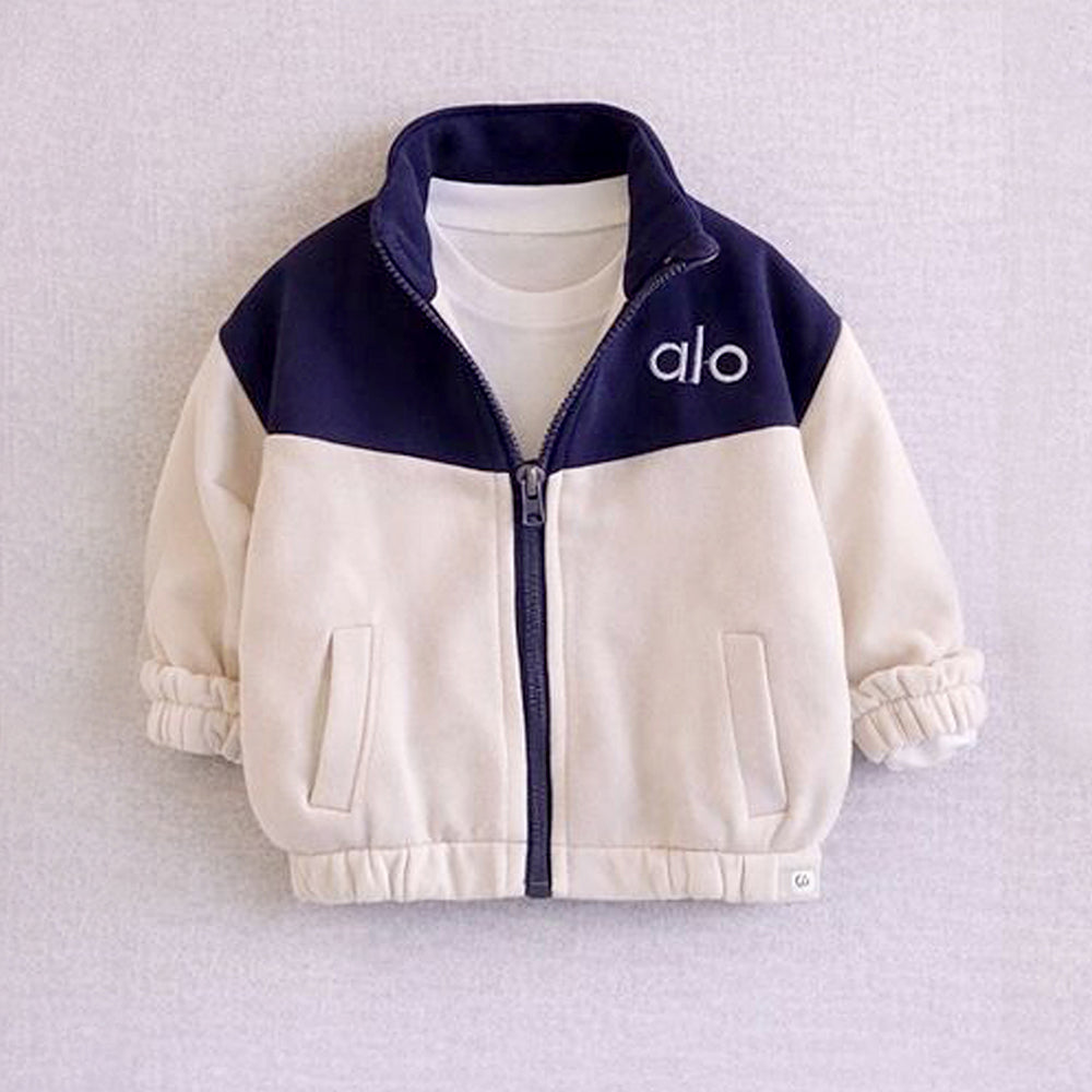 3 Pcs Set, Navy & Cream Tracksuit with and matching Sling Bag for Kids