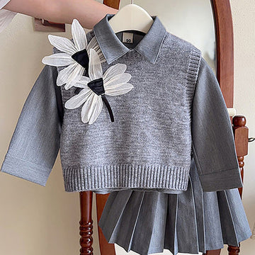 Grey Dragonfly 3pcs, Skirt and Top Winterwear for Girls.