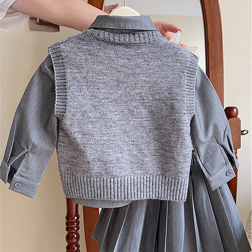 Grey Dragonfly 3pcs, Skirt and Top Winterwear for Girls.