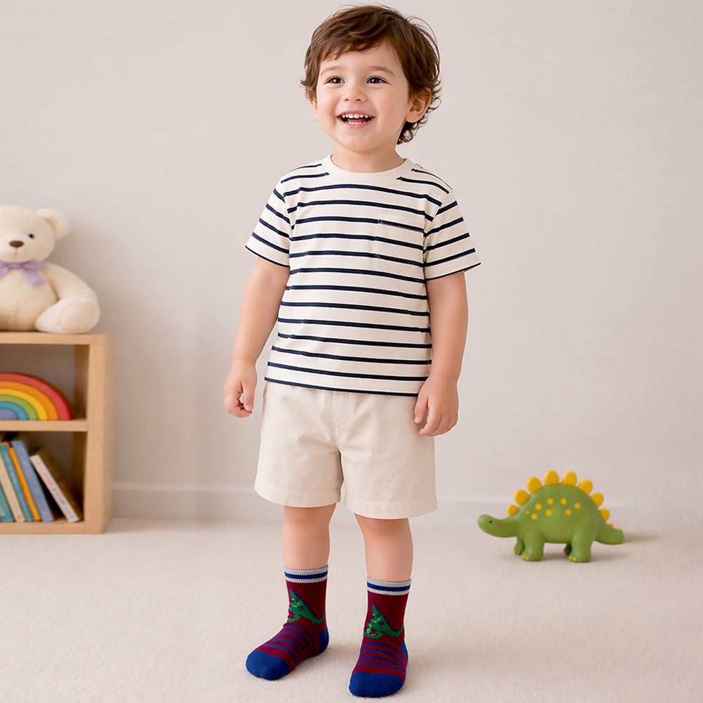 3pcs Big Face Animal print Blue, Maroon & Green Socks set for kids, 2-4yrs