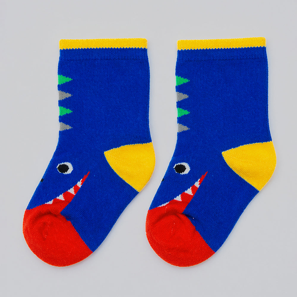 3pcs Big Face Animal print Blue, Maroon & Green Socks set for kids, 2-4yrs