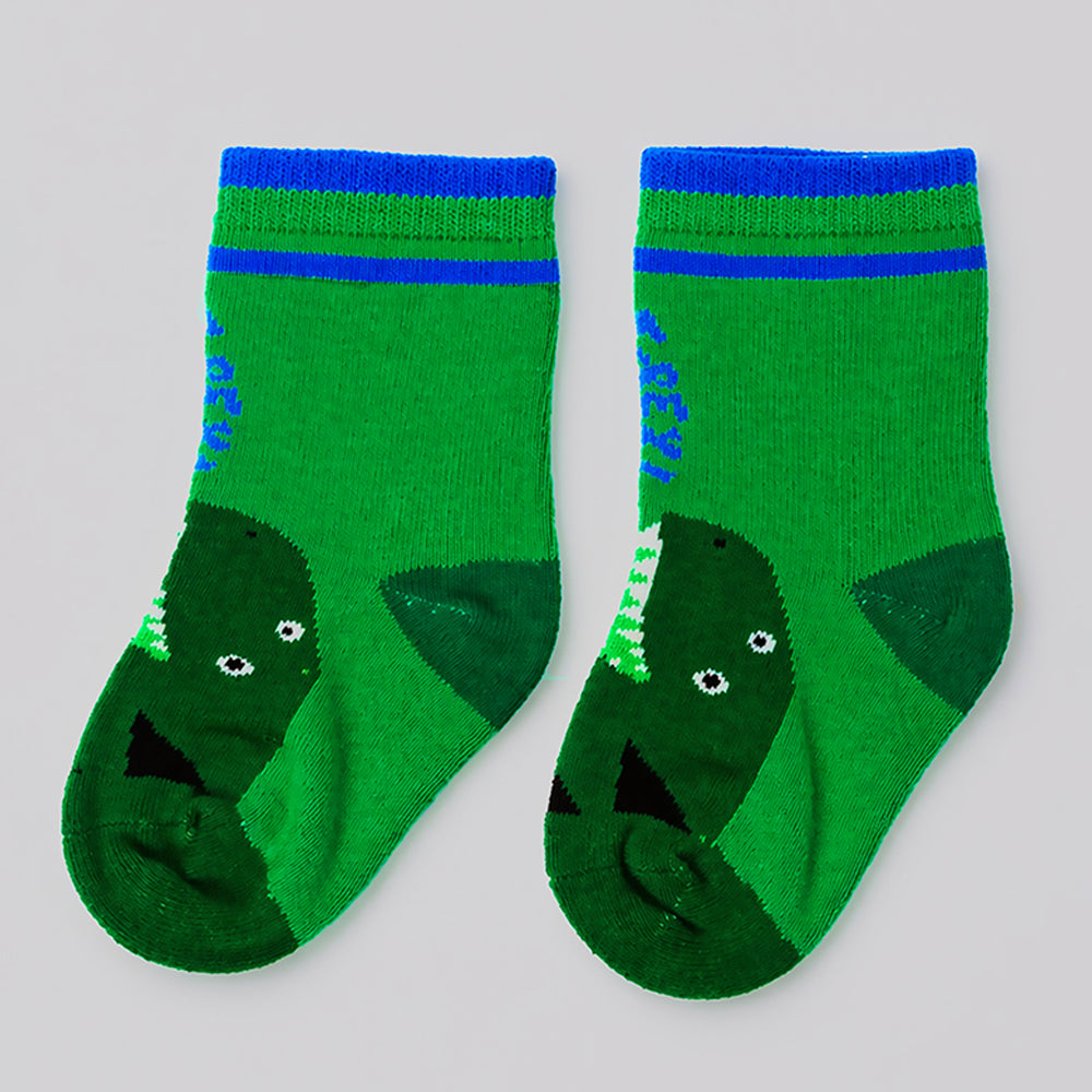 3pcs Big Face Animal print Blue, Maroon & Green Socks set for kids, 2-4yrs