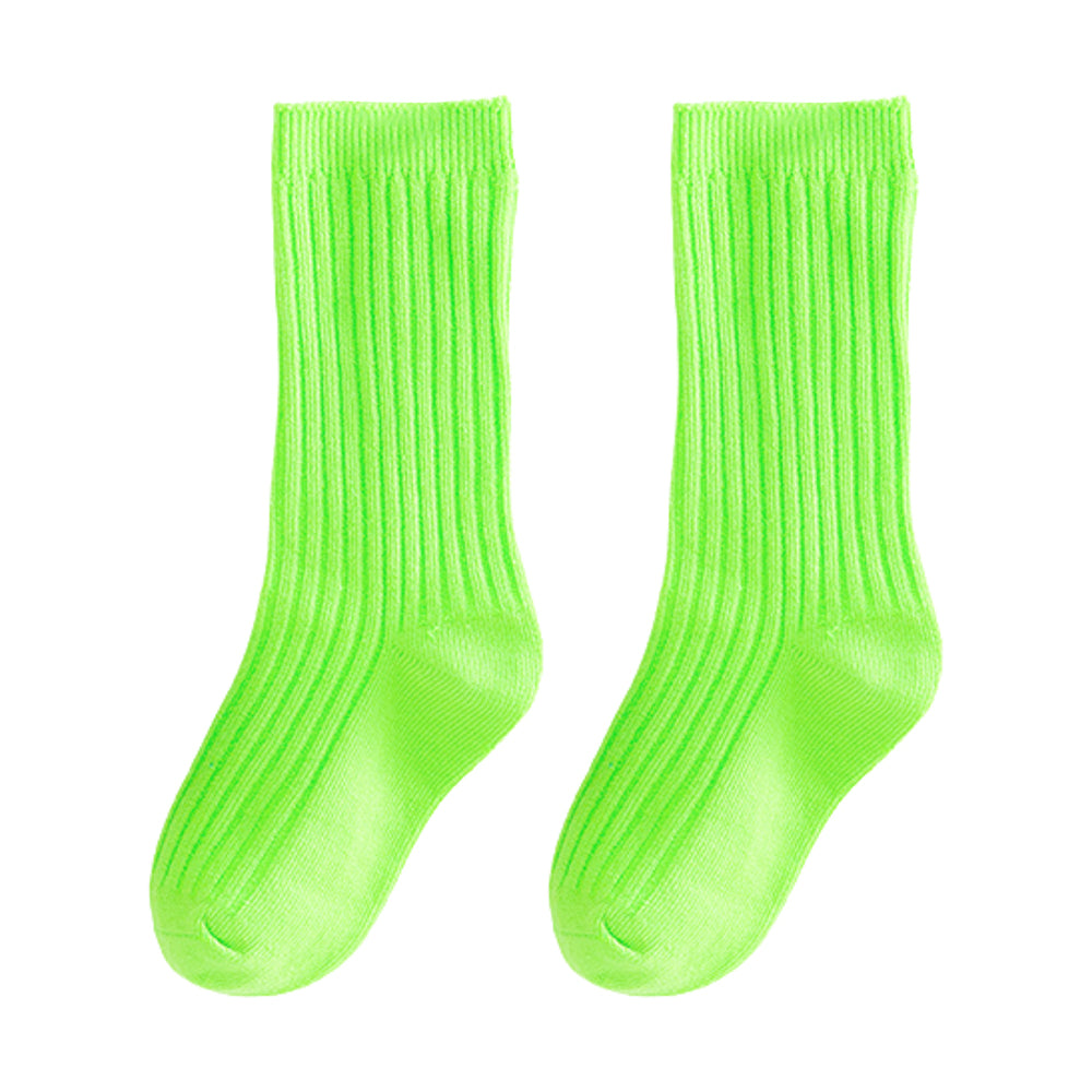 3pcs Fluoroscent Green, Orange, Yellow Socks set for kids, 2yrs - 5yrs