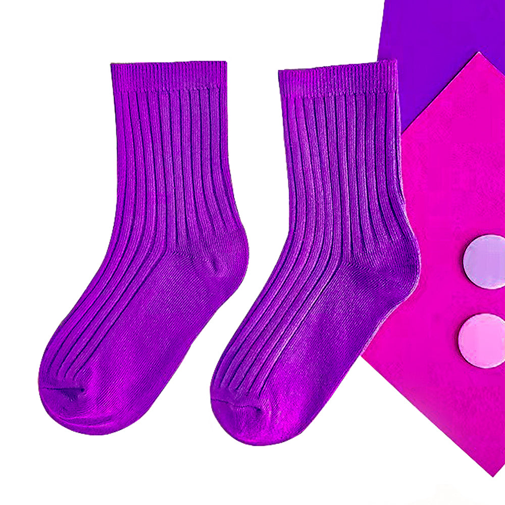 3pcs Fluoroscent Green, Violet, Pink Socks set for kids, 2yrs - 5yrs