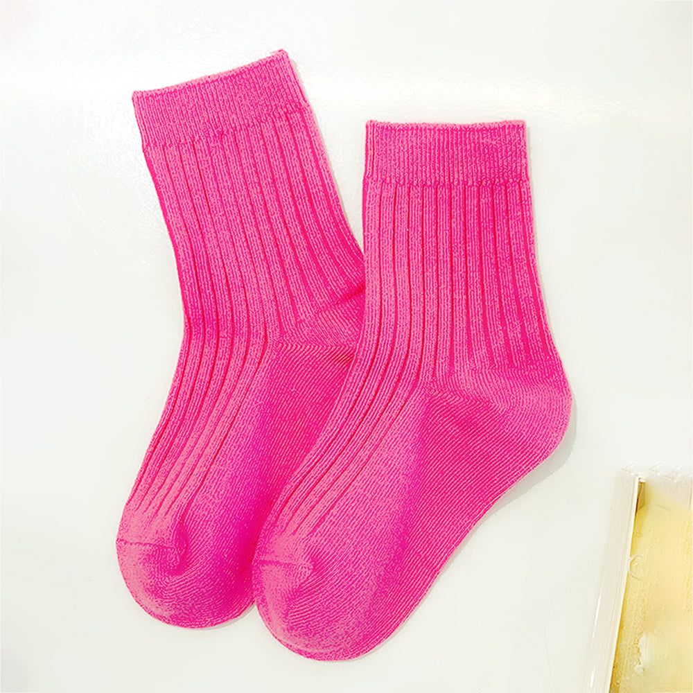 3pcs Fluoroscent Green, Violet, Pink Socks set for kids, 2yrs - 5yrs