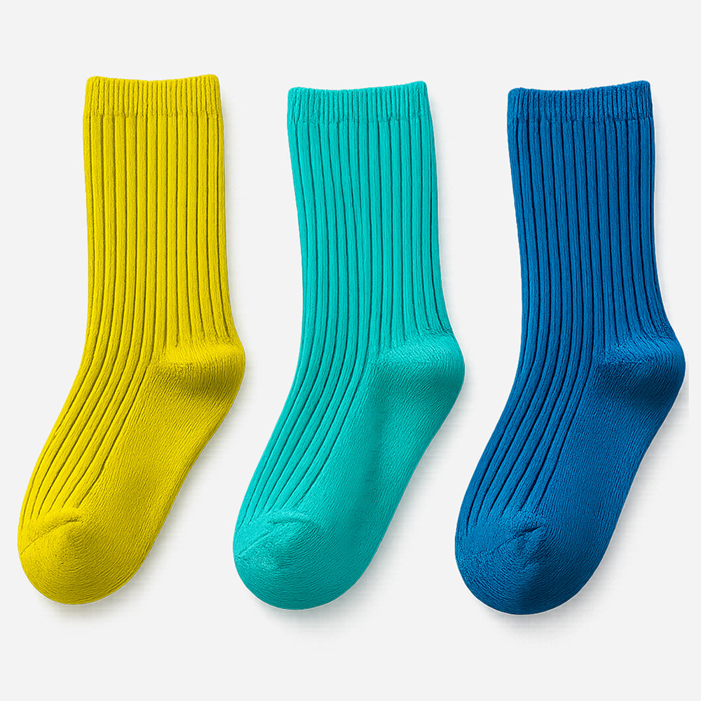 3pcs Olive, Mint & Teal dark Socks set for kids, 2yrs - 5yrs