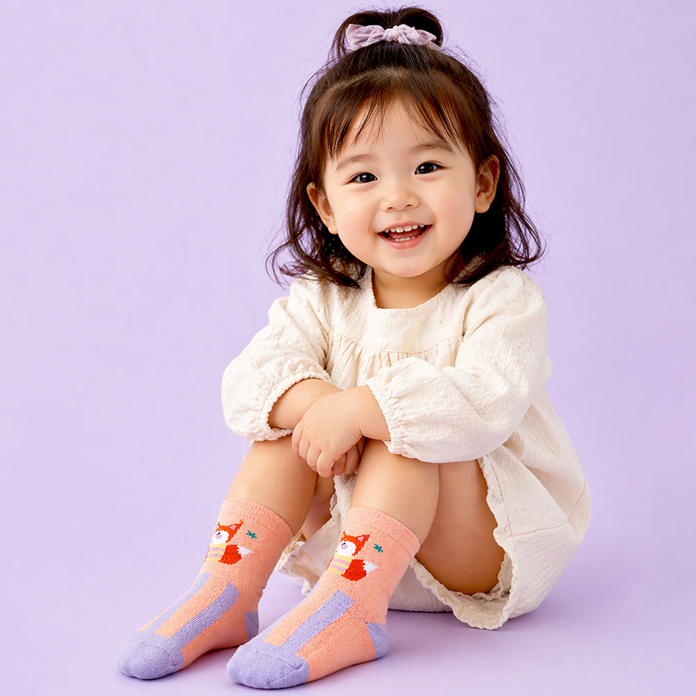 3pcs  Peach, Blue, Pink Animal print Socks set for kids