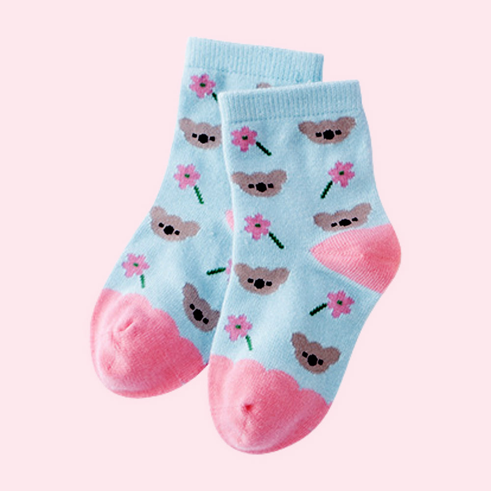 3pcs  Peach, Blue, Pink Animal print Socks set for kids