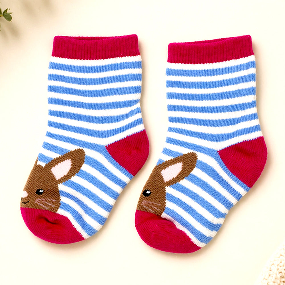 3pcs Ears Animal print Red Border & Pink Socks set for kids, 2-4yrs