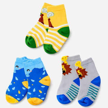 3pcs Yellow, Blue,Grey stripes Socks set for kids, 2 - 4 yrs