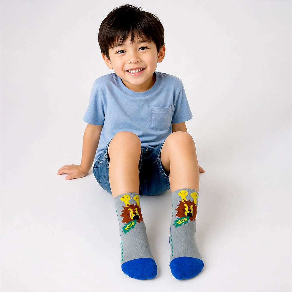 3pcs Yellow, Blue,Grey stripes Socks set for kids, 2 - 4 yrs