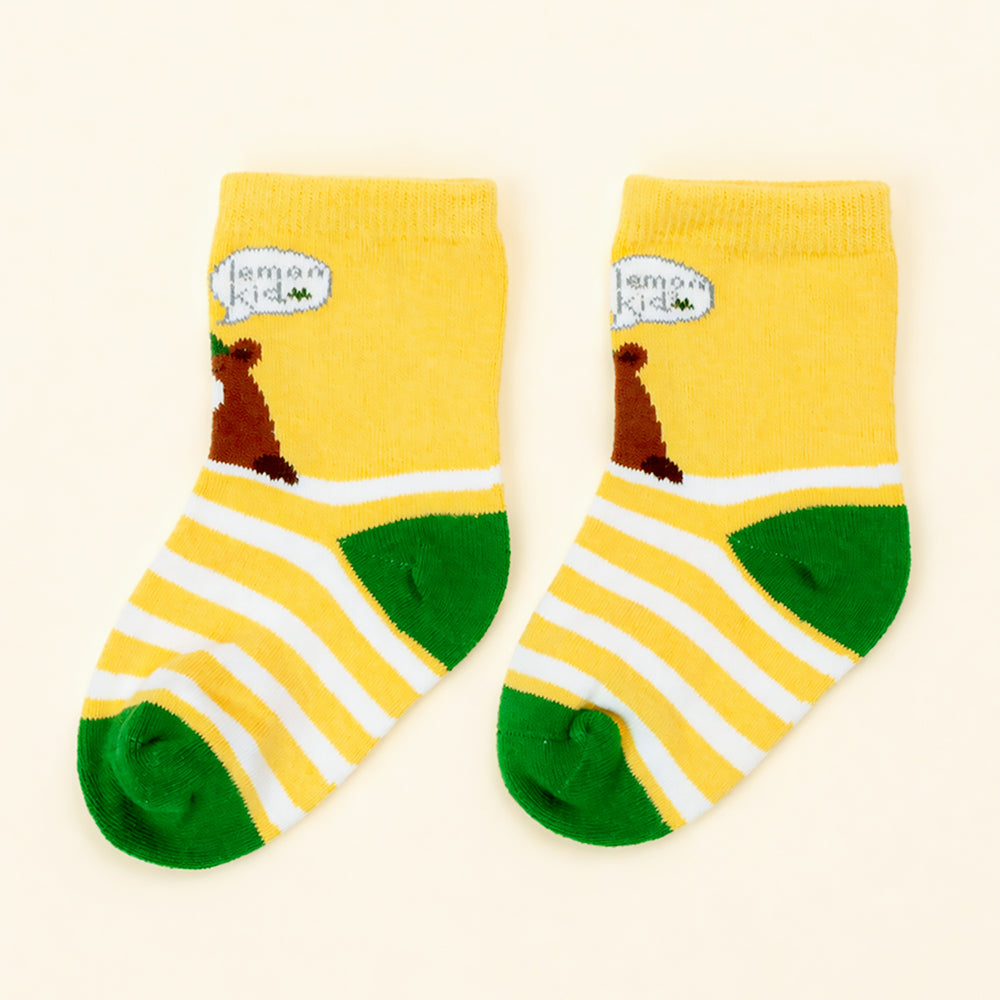 3pcs Yellow, Blue,Grey stripes Socks set for kids, 2 - 4 yrs