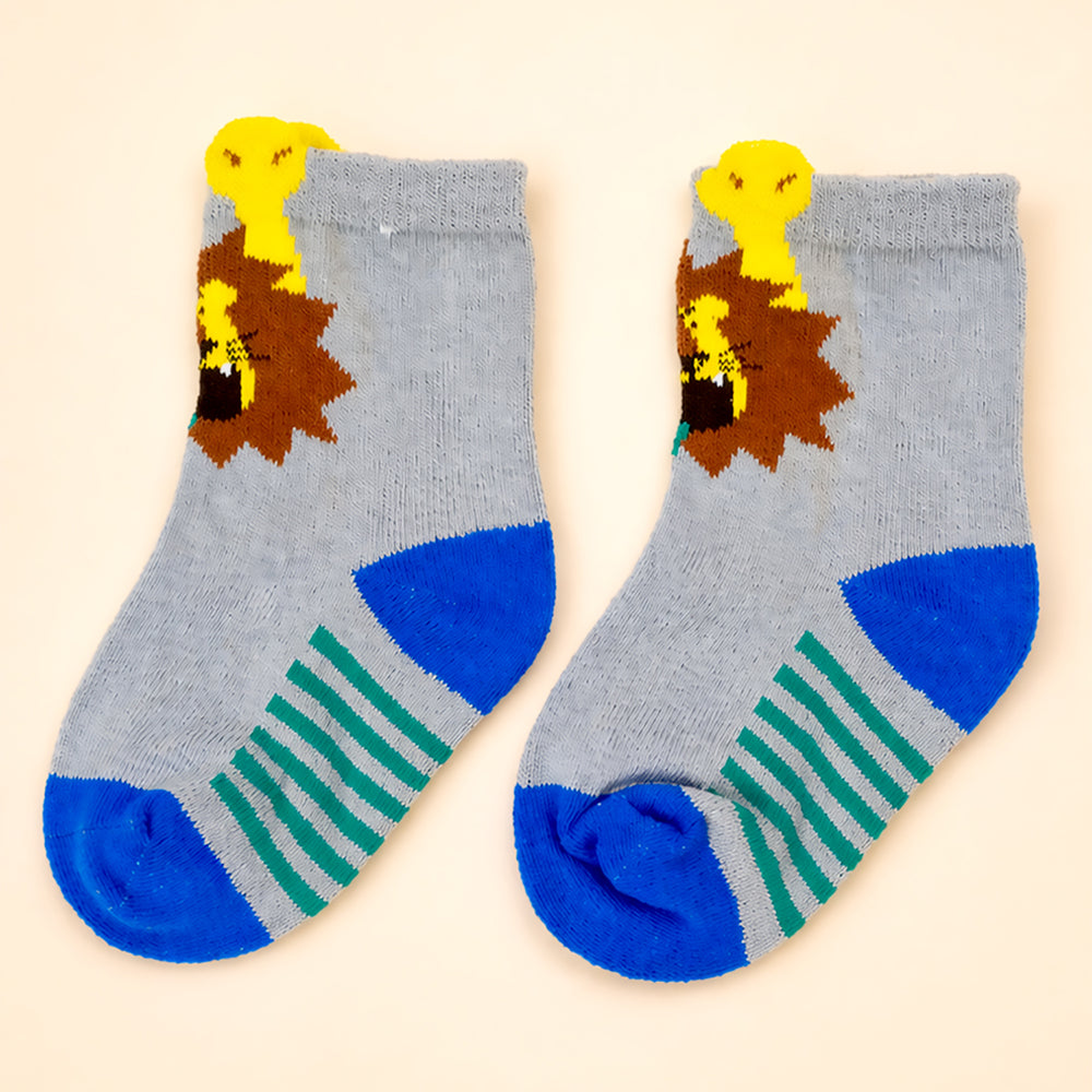 3pcs Yellow, Blue,Grey stripes Socks set for kids, 2 - 4 yrs