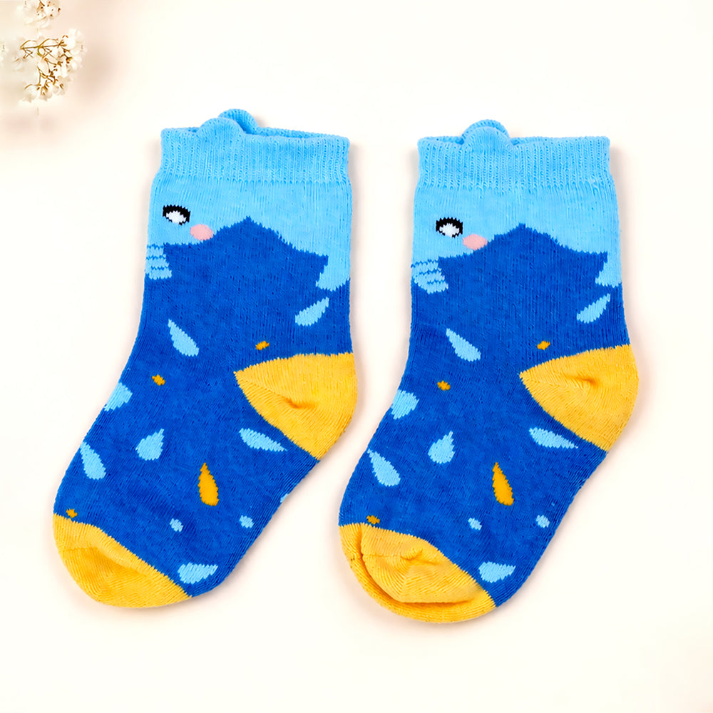3pcs Yellow, Blue,Grey stripes Socks set for kids, 2 - 4 yrs