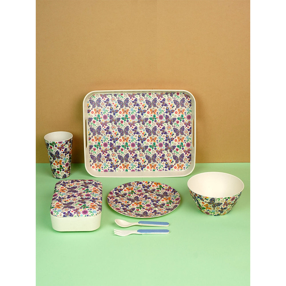 Butterfly Theme 7 pcs Eco friendly Bamboo Fibre Meal set