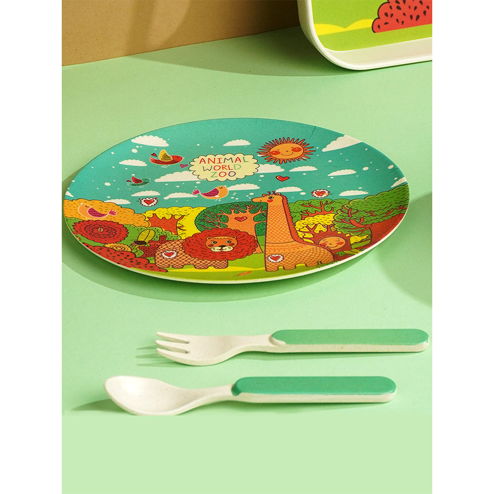 Jungle Theme 7 pcs Eco friendly Bamboo Fibre Garden/ Picnic/Home Meal set