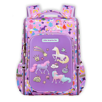 Purple 2d Pop Unicorn Garden School Backpack for Kids,6yrs - 10yrs