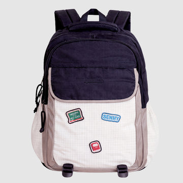 Black & Brown Badge styled School Backpack for Kids & Teens