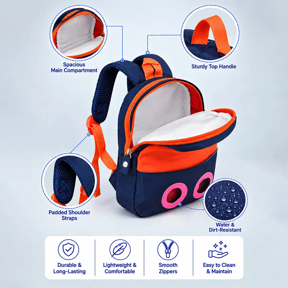Black & Red Tiger Tiny Toddlers Backpack with Removable Soft Toy for nursery and Playgroup