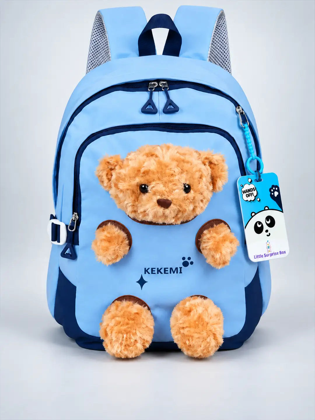 Blue & Brown Teddy  School & Travel Backpack for kids, 5yrs & above with Free Luggage Tag