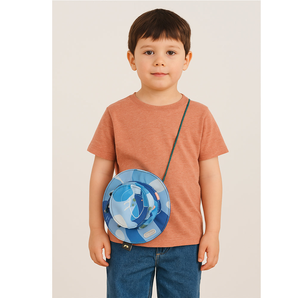 Blue Safari Hat Shape Casual Mini size Outdoor/Beach Sling Bag for Kids
