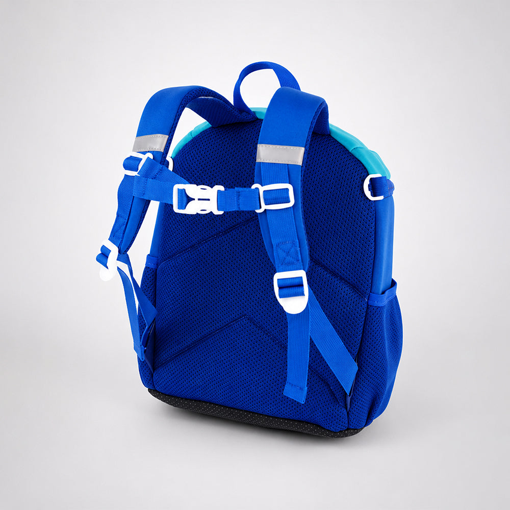 Cobalt Blue & Red Car Soft Neoprene Backpack for Toddlers & Kids, 3yrs to 5yrs