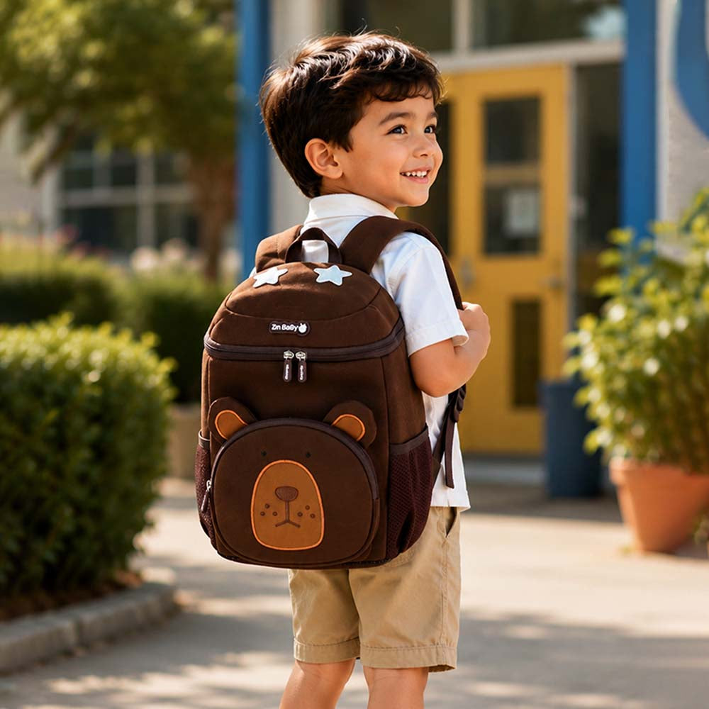 Brown 3D Bear Soft Neoprene Backpack for Toddlers &  Kids, 3yrs - 5yrs