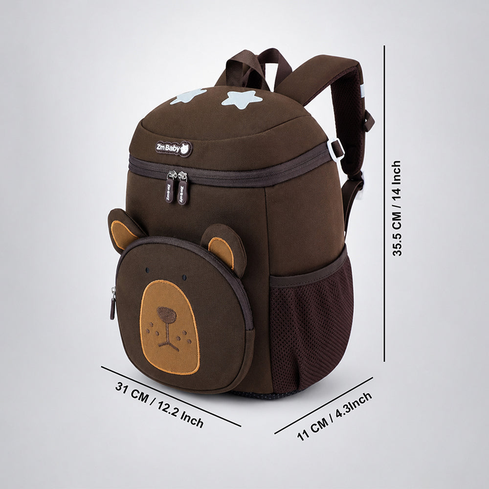 Brown 3D Bear Soft Neoprene Backpack for Toddlers &  Kids, 3yrs - 5yrs
